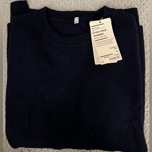 NWT Muji 100% Wool Navy Blue Crewneck Sweater